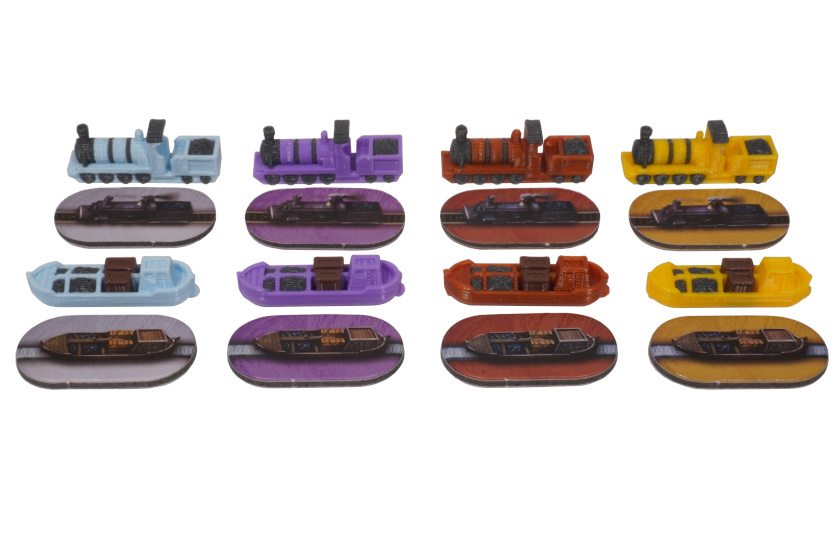 BRA-T-01 3D Locomotive Barge Token Upgrade Cardboard Marker Comparison